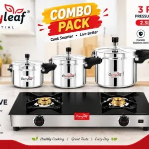 Curryleaf Essential Pressure Cooker & Glass Top Gas Stove Combo Pack
