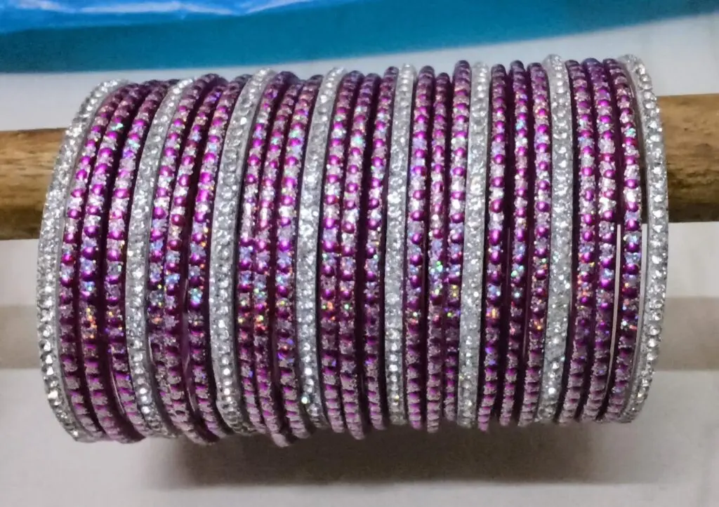 Siver with Purple Glitter Bangles