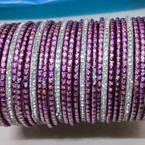 Siver with Purple Glitter Bangles