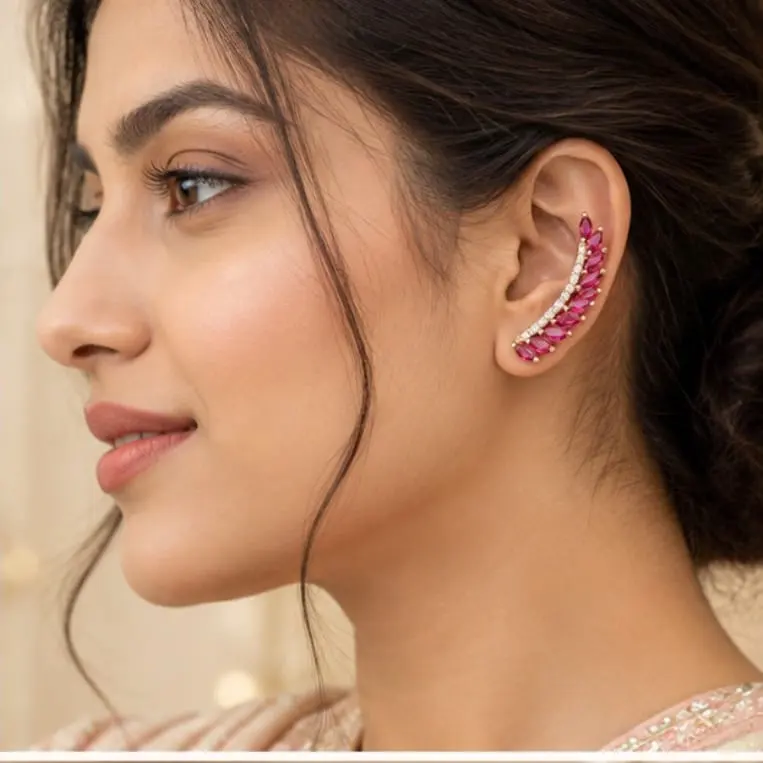 White & Pink Stone Earring
