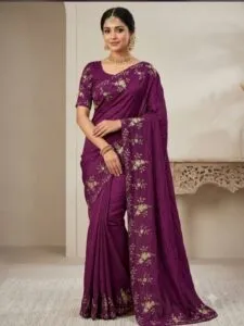 Crushed Gorjette Fabric Saree