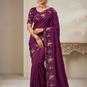 Crushed Gorjette Fabric Saree