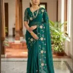 Crushed Gorjette Fabric Saree - image 3