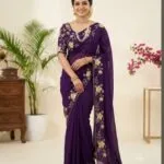 Crushed Gorjette Fabric Saree - image 5