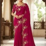 Crushed Gorjette Fabric Saree - image 4