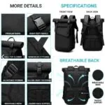 Nxtoasis Expandable Waterproof Roll _ Top Travel Backpack - image 3