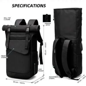 Nxtoasis Expandable Waterproof Roll _ Top Travel Backpack