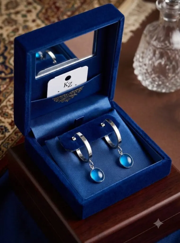 Earrings – Blue Stone Hoop