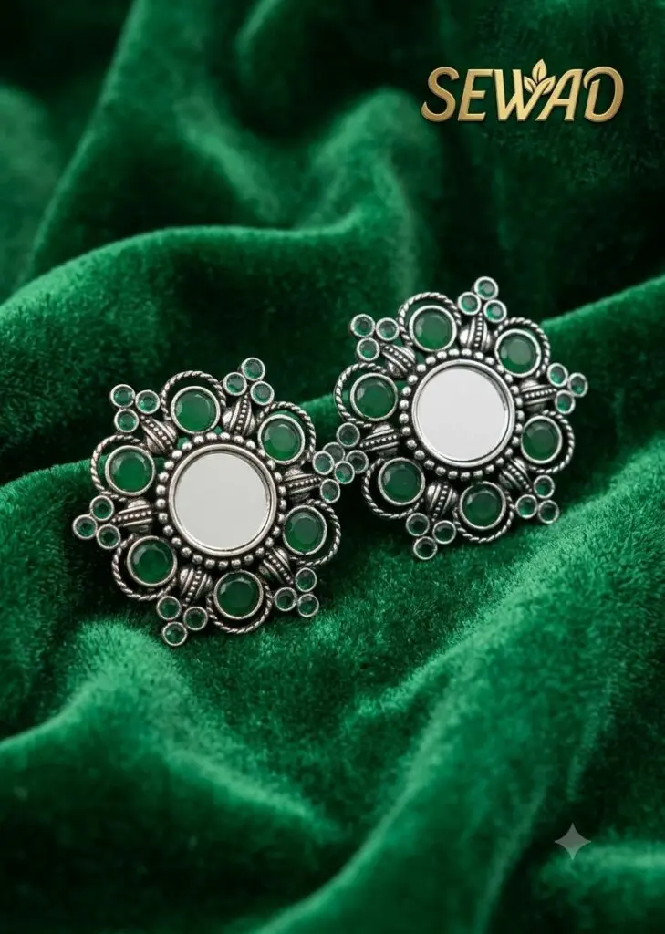 Earrings – Green Mirror Stud