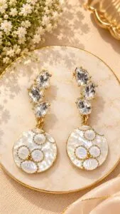 Earrings – White Stone Long Drop