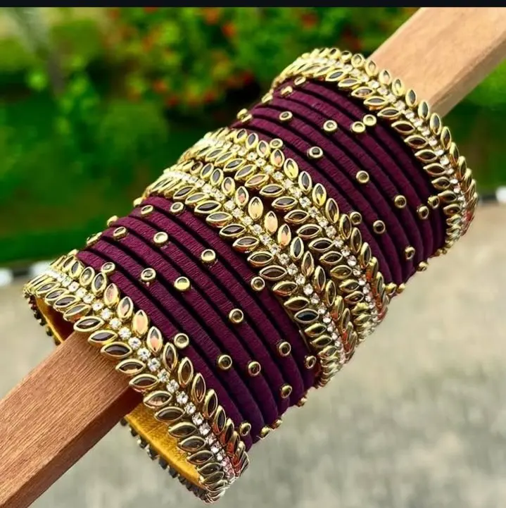 Thread Bangles – Purple & Gold
