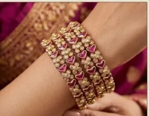 Thread Bangles – Maroon Kundan