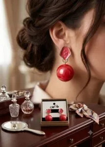 Elegant Earrings – Red Ball Drop