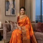 Rust Orange Color saree - image 3