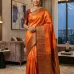 Rust Orange Color saree - image 4