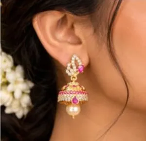 Stone Jhumka earrings