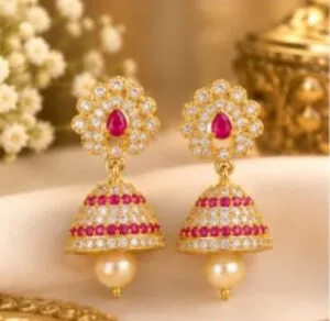 Stone Jhumka earrings