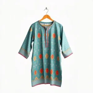 Demo – Printed Cotton Kurti (Teal)