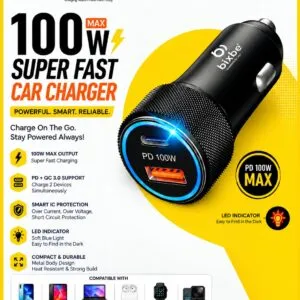 100W USB + PD CAR CHARGER